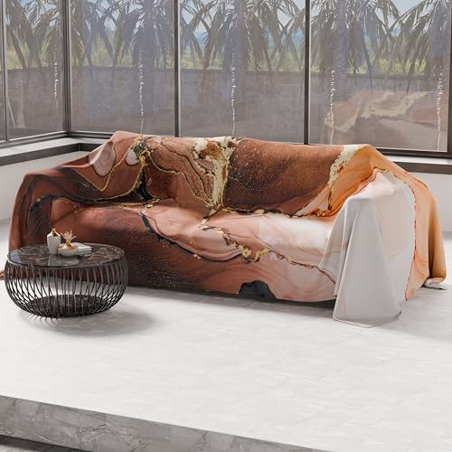 PETTI Artigiani Italiani - Spring-Summer Double Bed Bedspread Lightweight Blanket Double Bed Sheet Marble Taupe 100% Made in Italy