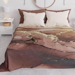 PETTI Artigiani Italiani - Spring-Summer Double Bed Bedspread Lightweight Blanket Double Bed Sheet Marble Taupe 100% Made in Italy