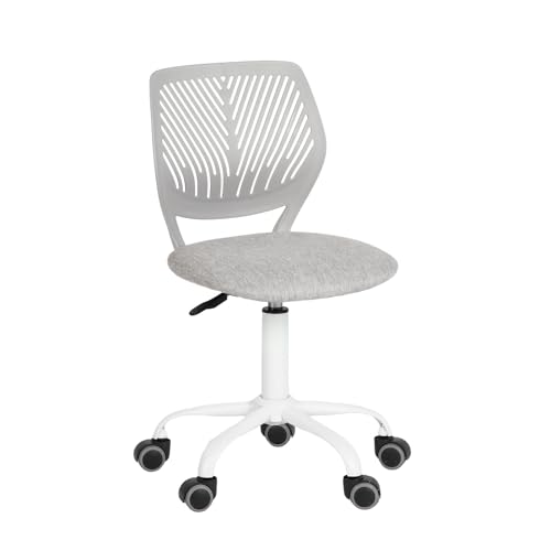 FurnitureR Morandi Colorful Office Chair, Modern Design Adjustable Computer Chair Armless Swivel Computer Chair for Kids Bedroom, Home Office (Grey)