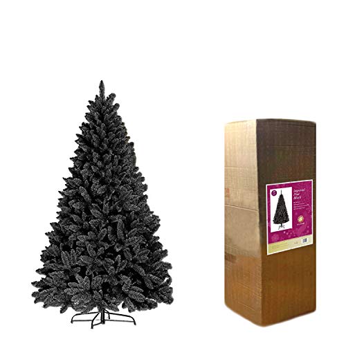 4ft/1.2m Black Bushy Imperial Pine Artificial Deluxe Christmas Tree Hinged Branches 308 Pencil Point Tips with Metal Stand Xmas Home Decorations