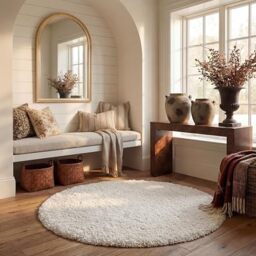 SAFAVIEH Shag Rug for Living Room, Dining Room, Bedroom - Milan Shag Collection, High Pile, in Ivory, 91 X 91 cm