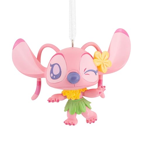 Hallmark Angel Keepsake Hanging Ornament, Disney Tree Decoration, Lilo & Stitch, Pink