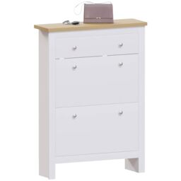 Vida Designs Arlington Shoe Cabinet 2 Door 1 Drawer Storage Cupboard Stand Rack MDF White