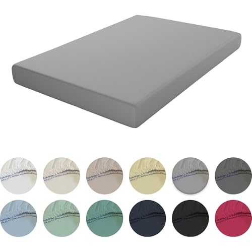ECOMMERC3 - Fitted Sheet Extra Soft and Comfortable Bed 105 cm - Fitted Sheet Silver Grey Made in Spain, Adjustable, Easy to Wash and Resistant