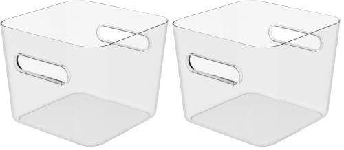 SmartStore Square L Storage Container 4.7 L - Clear - Kitchen, Bathroom, Office, Pantry, Fridge Organizer - Bin with Handles - Food Safe and BPA Free - 10 Year Guarantee - L20 x W20 x H16 cm