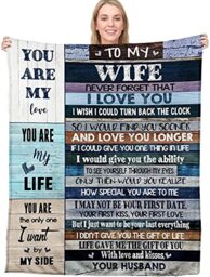 BASAO Anniversary Romantic Gift for Wife, Ultra-Soft Micro Fleece Sherpa Throw Blanket, Valentines Day Gifts for Her, Wife Birthday Gifts from Husband, for Bedding Sofa and Travel