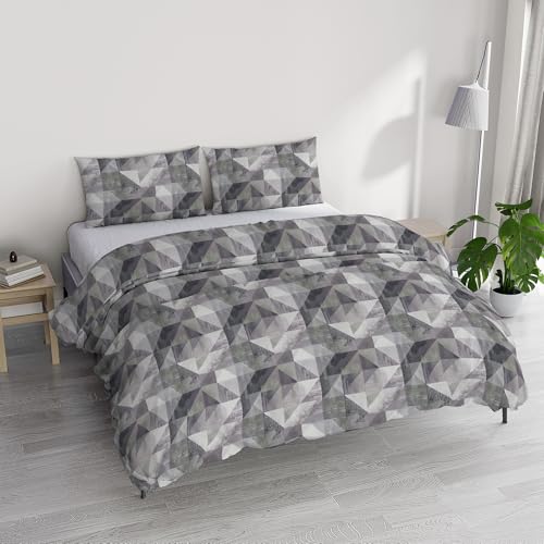 Italian Bed Linen River Cotton Double Duvet Cover Set, Made in Italy – Duvet Cover Set – Duvet Cover 250 x 200 cm with Double Flap and 2 Pillow Cases (Double, Sepik Blue)