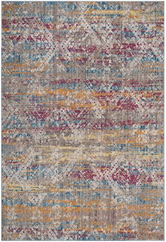 Safavieh Trendy New Transitional Indoor Woven Rectangle Area Rug, Bristol Collection, BTL344, in Fuchsia / Light Grey, 91 X 152 cm for Living Room, Bedroom or Any Indoor Space