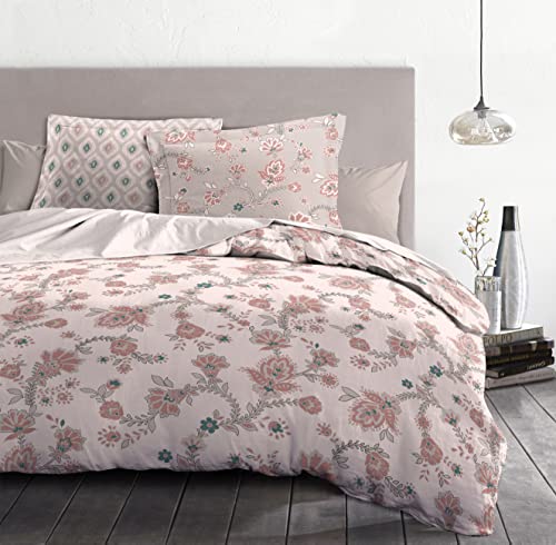Home Linge Passion - Duvet Cover - 3 Pieces - 100% Cotton - 57 Thread Count - Double - 240 x 260 cm - Marquise Pink
