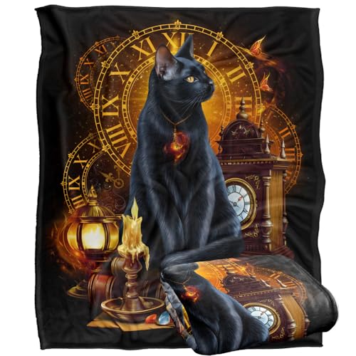 Jq Licensing - En Black Cat Time Clocks Silky Touch Super Soft Throw Blanket 152 X 127 Cm
