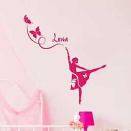 Personalised Name Stickers - Personalised Name Sticker – Children's Room Wall Decoration - 2 Sheets of 45 x 25 cm and 40 x 25 cm – Fuchsia