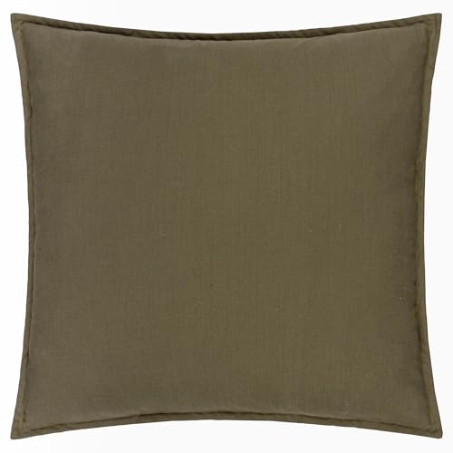 Yard furn Slub Cotton Cushion Cover – Double Sided Soft Textured Minimalist Oxford Edge Decorative Case (Lichen – 50x50cm)