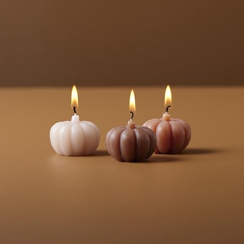 Halloween Candles – 3 Pack Pumpkin Shaped Candles, Pumpkin Candle Décor for Halloween