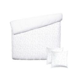 Pure Cotton Oeko-TEX 3-Piece Double Bedding Set - Duvet Cover 260 x 240 cm and 2 Pillowcases 63 x 63 cm - 100% Cotton Satin Woven Jacquard 120 Thread Count - Oeko-TEX - White