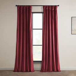 "HPD Half Price Drapes Heritage Plush Velvet 108 Inches Long Darkening Curtains for Bedroom & Living Room 50W x 108L, (1 Panel), Cinema Red, 50"" W x 108"" L (Pack of 1)"