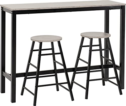 Seconique Athens Breakfast Bar Table and 2 Chairs Set in Concrete Effect