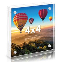 Americanflat 4x4 Acrylic Picture Frame - Scratch Resistant with Magnetic Corners & Freestanding for Tabletop