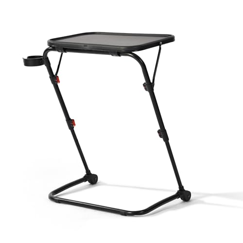 39F Furniture Dream Versatile Folding Coffee Table with Sleek Design, Adjustable Height, and Built-in Cup Holder - Perfect for Living Rooms, Patios, and Home Offices, Black, 53x37.5x71.5cm