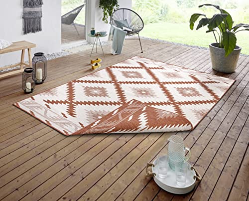 NORTHRUGS Cayenne Indoor and Outdoor Rug Malibu 120 x 170 cm Reversible Rug Weatherproof Modern Geometric Pattern Runner for Balcony Patio Garden Conservatory Living Room Rug Waterproof
