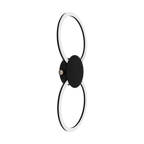 Eglo LED wall lamp Venticello, Indoor Light Fixture, Bedroom Lighting with Two Rings, Metal in Black, Warm White