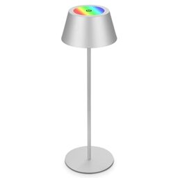 Briloner - RGB Battery Table Lamp 2 in 1, Adjustable Height, Touch, Mobile Light, LED Table Light, Outdoor, IP44, Bedside Lamp, Cordless, Camping Lights, Silver Coloured