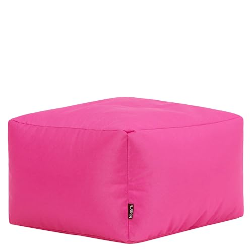 Bean Bag Bazaar Amara Bean Bag Outdoor Footstool, Pink, 40cm x 24cm, Bean Bag with Filling Included, Garden Footstool, Foot Stool, Outdoor Pouffe