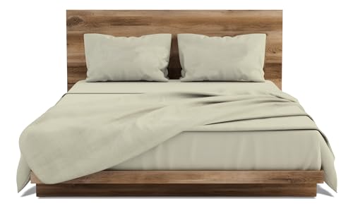GEMITEX Bed Set Made in Italy in 100% Cotton, Plain Colour, Double Size, Cotton Line, Beige Colour, with Anti-Pilling and Hypoallergenic Treatment