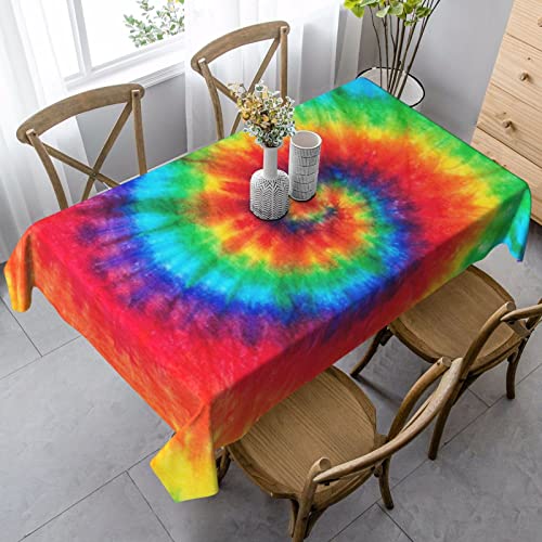 mutakin Tie Dye Tablecloth Rectangle Table Cloth Washable Table Cover for Decoration Kitchen Dining Room 60x90 Inch
