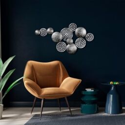 Handmade Decorative Metal Wall Accessory, Silver, 45 x 82 cm, 100% Metal (1.5 mm), Unique Hand-Painted Design, Perfect for Home Decor & Accent Walls