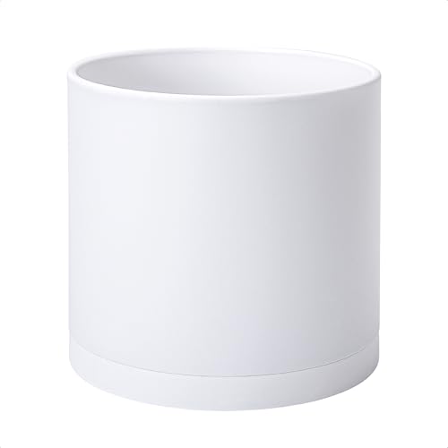 "D'vine Dev - 12"" Plastic Planters with Drainage Hole and Seamless Saucer, White, 74-X-A-3"