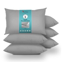 GC GAVENO CAVAILIA 6 Pairs Microfiber Pillowcases - 100% Brushed Plain Dyed Housewife Style - Hypoallergenic Pillow, Wrinkle, Fade & Stain Resistant - Envelope Closure - Standard Size (75x50 cm) Grey