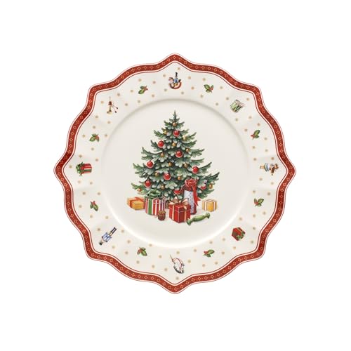 Villeroy & Boch ??? Toy's Delight Buffet Plate 35 cm White/Red, Microwave Safe, Plate Large, Dinner Plate, Christmas Plate, Xmas, Tableware, Dinnerware, Premium Porcelain