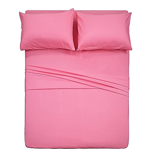 Best Season 4 Piece Bed Sheet Set (Twin XL Size, Peach Pink Color) 1 Flat Sheet,1 Fitted Sheet and 2 Pillow Cases,Brushed Microfiber Sheets Set,Deep Pockets,Extra Soft & Fade Resistant