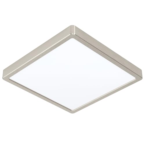 Eglo Connect.z Smart Home LED Ceiling Light Panel Fueva-Z, 11 inches, Zigbee Bathroom Lighting, app and Voice Control, White tunable Lights (Warm - Cool White), Nickel-matt, IP44