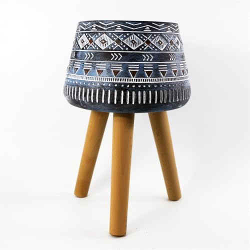 Leaf Large Planters Plant Pots, Fibreglass, 44cm Aztec Blue, Indoor