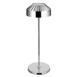 LuminexDesigns Rechargeable Cordless Table Lamp TL16 VIOA - 25cm LED Table Lamp with Aluminium Shade, Premium Chrome Finish, IP54 for Bedroom, Living Room, Dining Room & Patio, 2600mAh