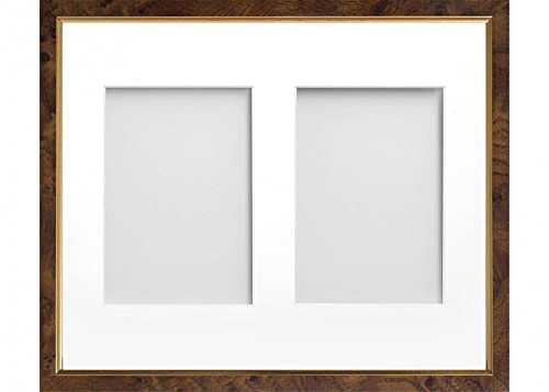 Frame Company Drayton Multi Aperture Photo Frame, Walnut, 14x11 for 7x5 inch (x2)