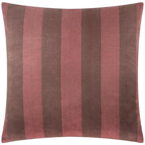 furn. The Ultimate Stripe Polyester Filled Cushion (Red Velvet - 45x45cm) - Bold Contrast Stripes Double Sided Soft Matte Velvet Jacquard Decorative Pillow