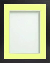 Frame Company Connolly Range Black Wooden Picture Photo Frame with Lemon Bon Bon Mount, 10x8 for pic size 6x4 *Choice of Sizes* Fitted with Real Glass