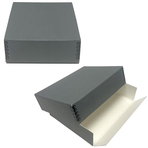 "Lineco, Blue/Gray 8.5x11 Museum Storage Box with Removable Lid And Drop Front 8.5"" x 11"" x 3"". Archival. Protects Longevity, Store Photos, Documents, Cards, Magazines, Prints, Diy, Pack of 2"
