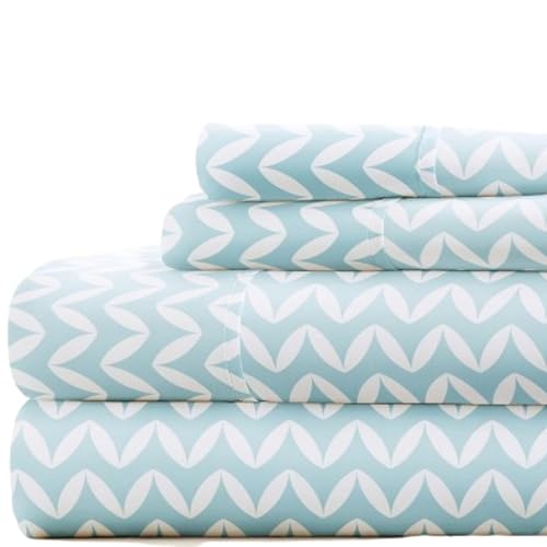 "Linen Market 4 Piece Full Bedding Sheet Set (Light Blue Chevron) - Sleep Better Than Ever with These Ultra-Soft & Cooling Bed Sheets for Your Full Size Bed - Deep Pocket Fits 16"" Mattress"