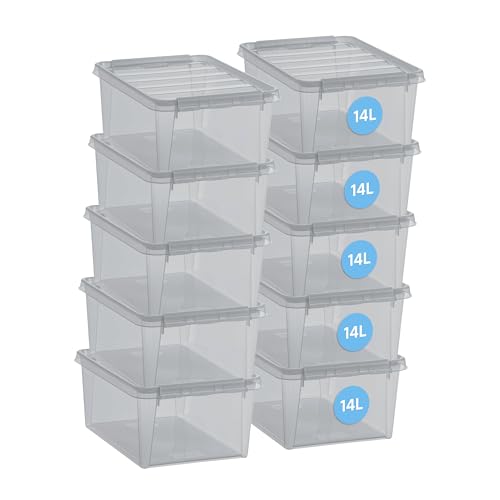 SmartStore - Grey Colour 14 L - Set of 10 Storage Boxes - Grey - 40 x 30 x 18 cm - 14l