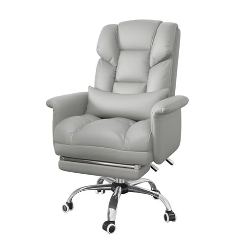 AIERSH Big and Tall Office Chair with cushions - Executive Office Chairs with Footrest, Heavy-Duty PU Leather Computer Chair for Heavy People, Home Office Desk Chairs by boahaus,grey