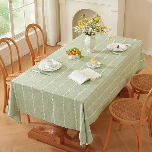 Zobesta Sage Green Tablecloth Rectangle 53 x 120 Inch, Cotton Sage Green Table Cloth Rectangle Table, Washable Soft Boho Farmhouse Tablecloths Rectangular for Outdoor, Kitchen, Fall