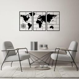 Stylish Decorative Metal Wall Accessory (3 Pieces), Black, 50 x 75 cm, 100% Metal, Thickness: 1.5 cm, Perfect for Modern Home Decor & Art Display