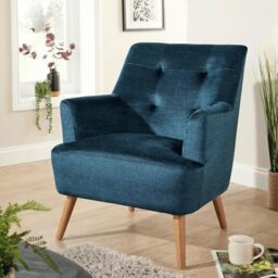 Home Source Accent Armchair – Modern Fabric Armchair with Curved Arms, Foam-Filled Cushions & Solid Rubberwood Legs – Comfortable Lounge Chair for Living Room, Bedroom or Reading Corner