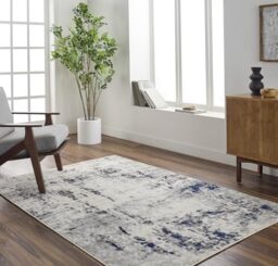 Livabliss Josefa Kyoto Abstract Marble Style Floor Covering 152x213 cm – Modern Design for Living Room, Dining & Bedroom, Soft Medium Pile, Dark Blue, Grey & Charcoal