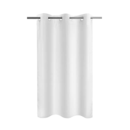 "River Dream No Hook Stall Fabric Shower Curtain 48"" Wide - Soft Microfiber Shower Stall Curtain Hotel Grade, Waterproof & Machine Washable, White, 48x74"
