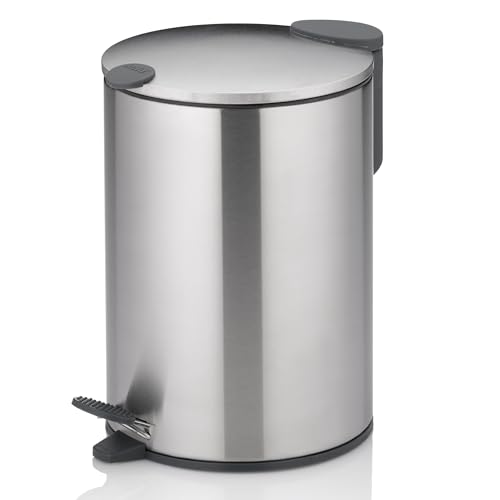 kela 23615 Dust Bin, 3 l, Silent Close, Metal, Mats, Silver Matte