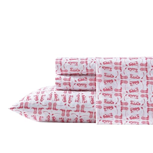 Wrangler - Full Sheet Set, Super Soft Bedding Set, Cozy Home Decor, Yellowstone Inspired, Oeko-Tex Certified (Knockin Boots Pink, Full)